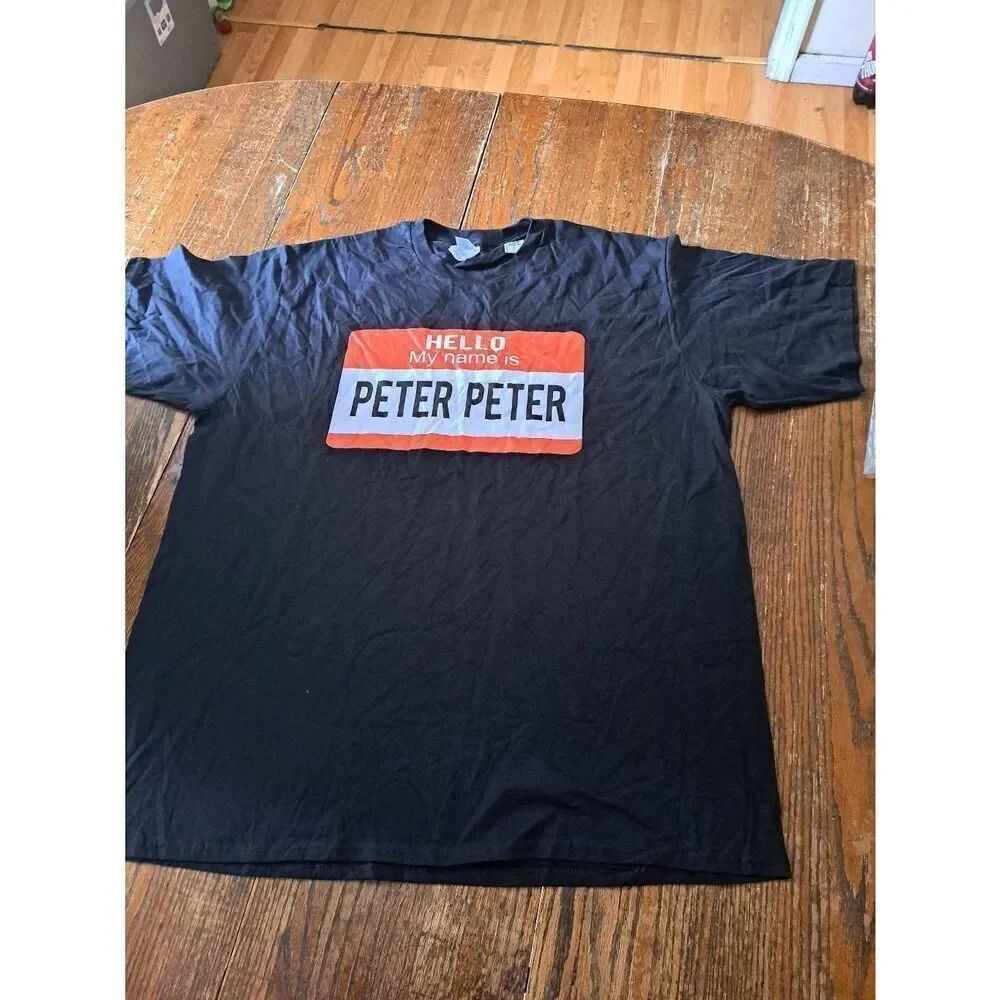 New 2XL My Name is Peter Peter Short Sleeve Crew Pullover Cotton TShirt Black